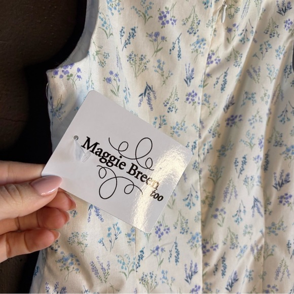 Maggie Breen Girls spring  summer dress white lavender floral sz 7 100% cotton - Picture 5 of 6